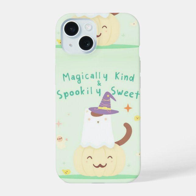 Magically Kind & Spookily Sweet – Cute Pastel Hall iPhone 15 Hülle (Rückseite)