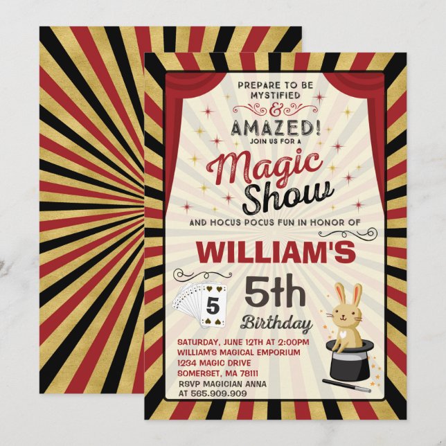 Magician Birthday Einladung Magic Show Party (Vorne/Hinten)