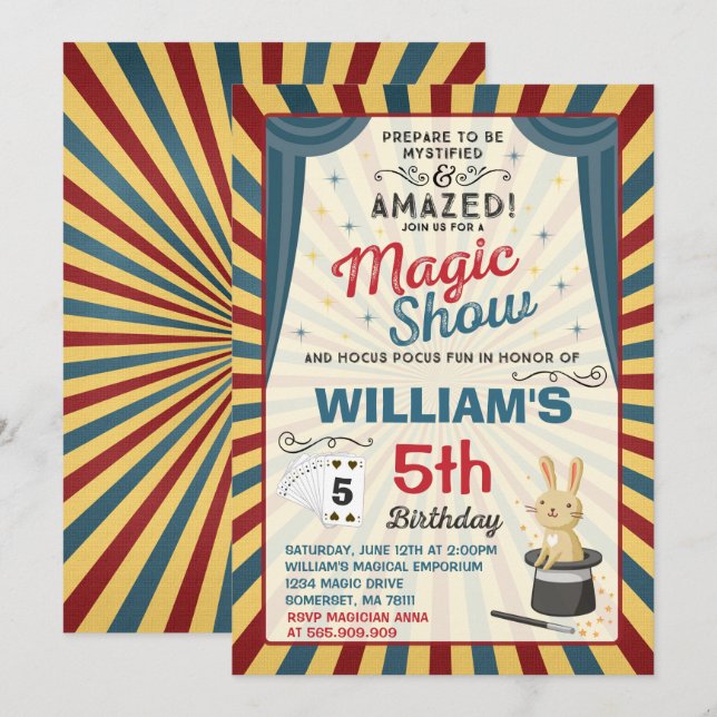 Magician Birthday Einladung Magic Show Party (Vorne/Hinten)