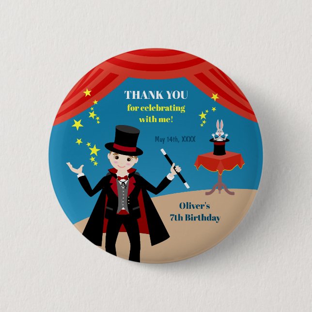 Magician Boy Show Geburtstagsparty Button (Vorderseite)