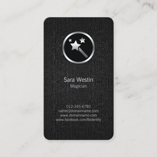 Magician Chrome Magic Wand Icon Business Card Visitenkarte (Vorderseite)