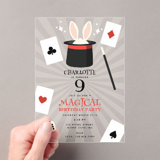 Magician-Kindergeburtstag-Party Acryleinladungen