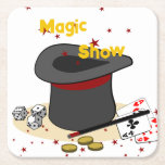 Magician's Happy Birthday Red Kids Party Rechteckiger Pappuntersetzer<br><div class="desc">Magician's Happy Birthday Red Kids Party Square Paper Untersetzer 🖹 Fügen Sie Ihren Text 🎨 Füll- oder Hintergrundfarbe und Elementfarbe bearbeiten 📧 Fragen zu einem benutzerdefinierten Design beatecisse@kbmd3signs.com Besuchen Sie für Tipps und Ideen über Farbe,  Kunst und Dekoration,  www.KBMD3signs.com</div>