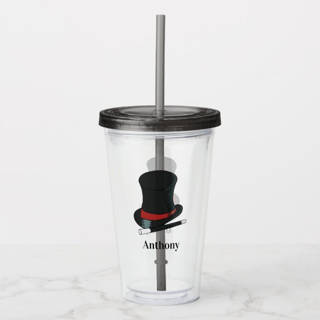 Magicians Hat and Magic Wand Personalisiert Acryltrinkbecher (Vorderseite)
