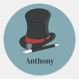 Magicians Hat and Magic Wand Personalisiert Runder Aufkleber