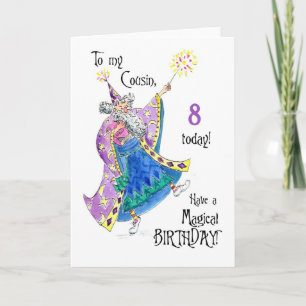 Magicien Carte d'anniversaire 8 pour un Cousin