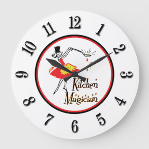 Magicien de cuisine Noir Numéros Rétro Horloge