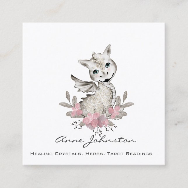 Magick Baby Dragon Business Card Quadratische Visitenkarte (Vorderseite)