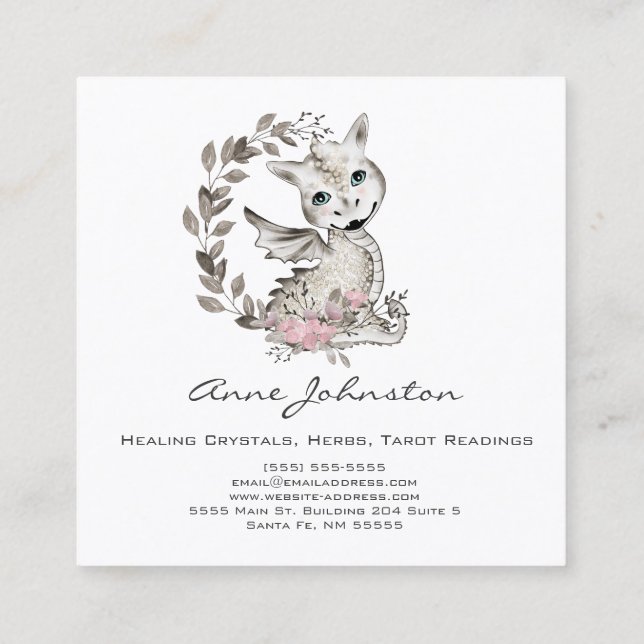 Magick Baby Dragon Business Card Quadratische Visitenkarte (Rückseite)