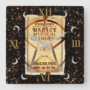Magick Mystical Ansammlung Magic Fortune Teller Ey Quadratische Wanduhr
