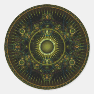 Magick Wheel von Metatron - Fraktal-Aufkleber Runder Aufkleber