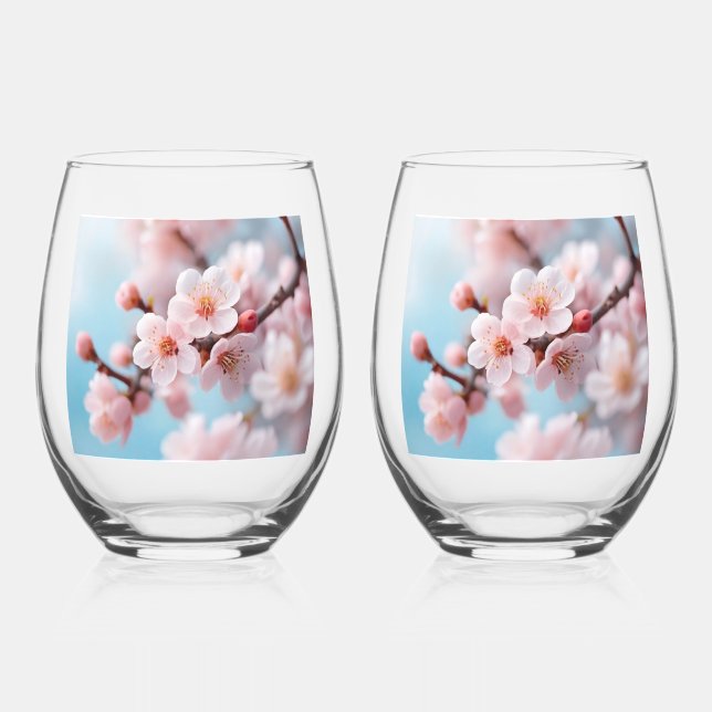 Magie der rosa Blüten Weinglas Ohne Stiel (Vorderseite)