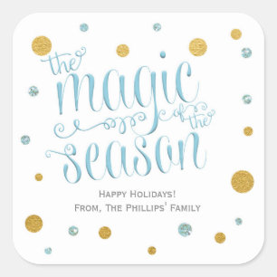 Magie der Weihnachtszeit Weihnachtssticker Quadratischer Aufkleber