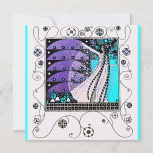 MAGIE DES FRÜHLINGS,helles Lila Schwarz Aqua Blau Einladung