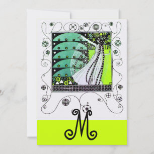 MAGIE DES FRÜHLINGS, hellgelb grün schwarz Einladung