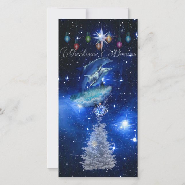 Magie d'hiver dreDolphin Imaginaire Carte de Noël (Devant)