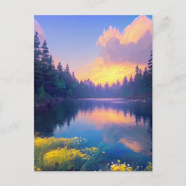Magie eines Sonnenuntergangs am Serenwaldsee Feiertagspostkarte (Vorderseite)