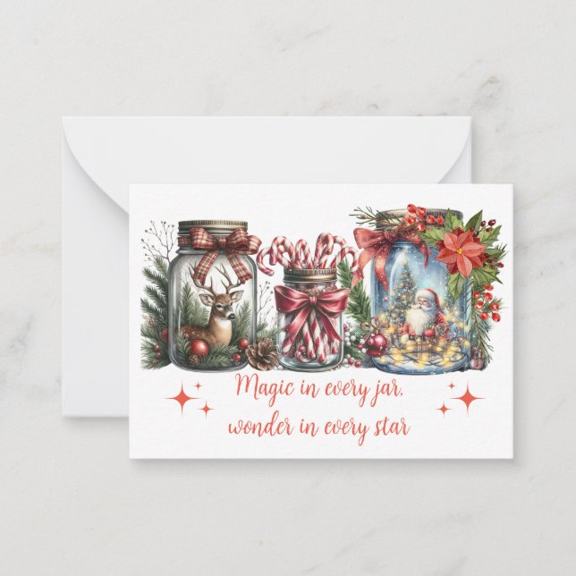 Magie in jedem Jar Weihnachten Hirsch Santa Candy Mitteilungskarte (Vorderseite)