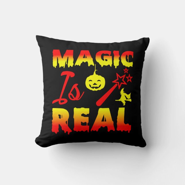 Magie ist echter Halloween Pumpkin Hexe Zauber Wan Kissen (Vorderseite)