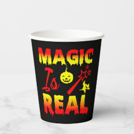 Magie ist echter Halloween Pumpkin Hexe Zauber Wan Pappbecher