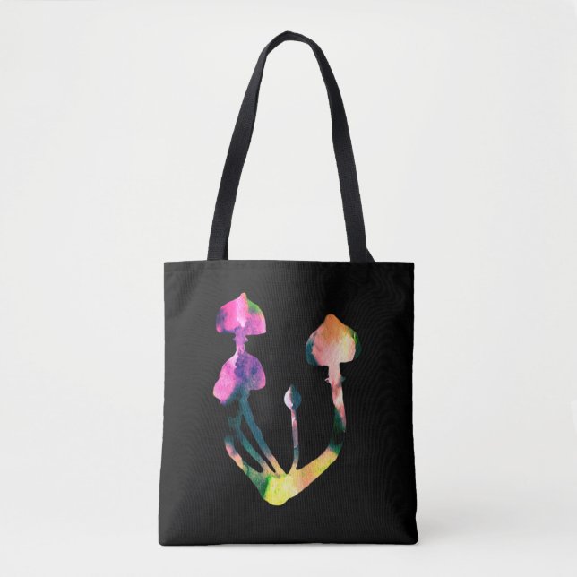 Magie Pilze Wasserfarbe Lila Kunst Tasche (Vorderseite)