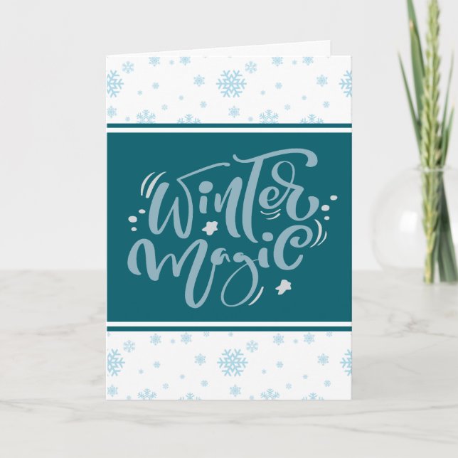 Magie Rétro de l'Hiver Flocon de Neige Carte de Vœ (Devant)