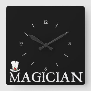 Magier und Hut Quadratische Wanduhr