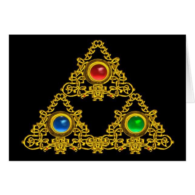 MAGIQUE ELFIC TALISMAN /GOLD TRIANGLE AVEC GEMSTON (Devant horizontal)
