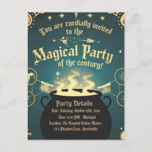 Magique Halloween Party Invitation Cauldron Design
