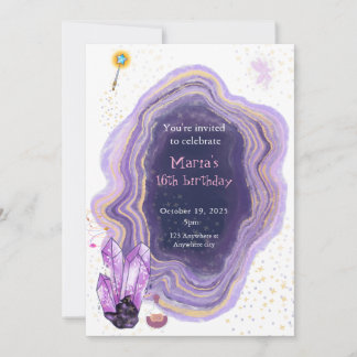 magique Marbre pourpre Invitation Anniversaire