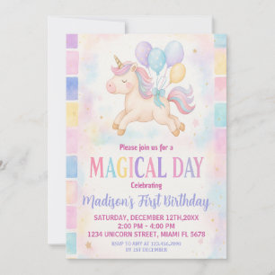 Magique Pastel Unicorn Invitation Anniversaire