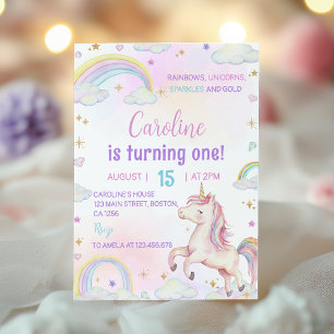 Magique Pastel Unicorn Invitation premier annivers