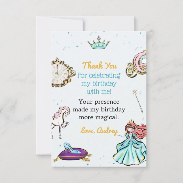 Magique Princess Fairytale Party Carte de remercie (Devant)