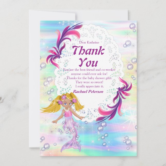Magique Rainbow Baby Mermaids Carte de remerciemen (Devant)