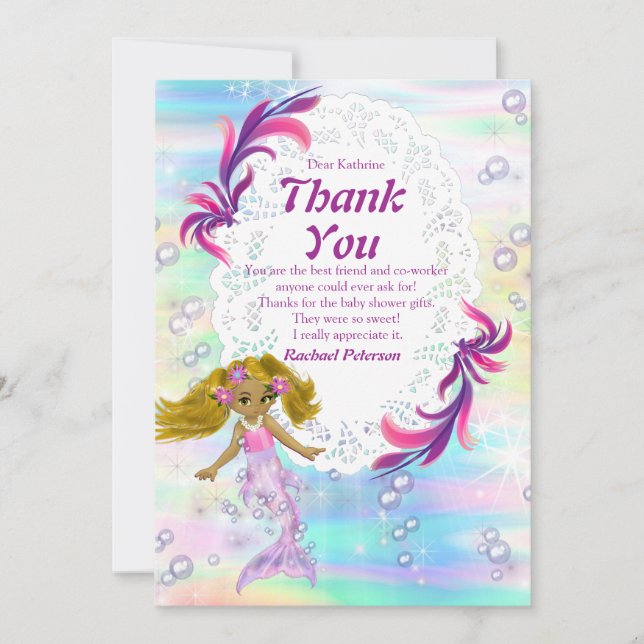 Magique Rainbow Baby Mermaids Carte de remerciemen (Devant)