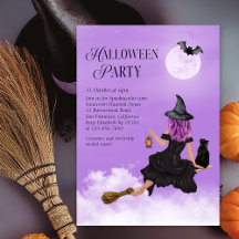 Magique Sorcière violet Halloween Invitation de la