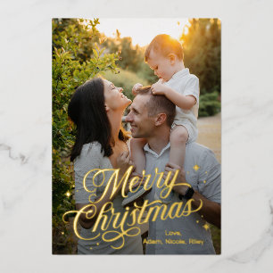 Magique Temps Joyeux Noël Foil Carte de vacances