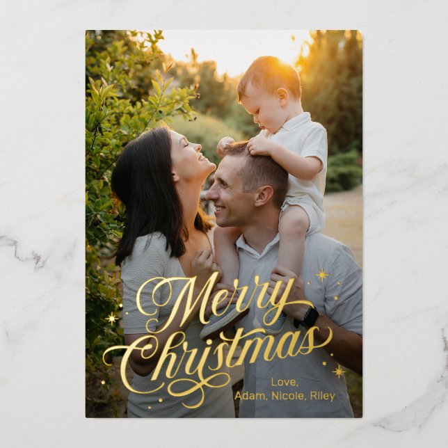 Magique Temps Joyeux Noël Foil Carte de vacances (Recto)