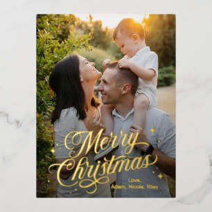 Magique Temps Joyeux Noël Foil Carte postale