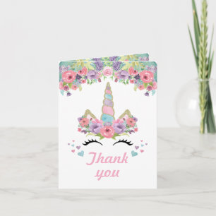 Magique Unicorn Anniversaire fête Merci Carte de n