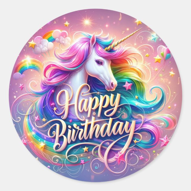Magique Unicorn Désirs : Sticker d'anniversaire sc (Devant)