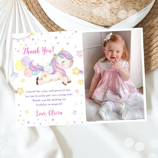 Magique Unicorn Rainbow Photo Carte de remerciemen
