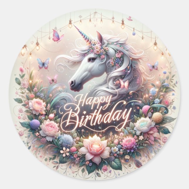 Magique Whimsy : Unicorn Anniversaire Stickers Bas (Devant)