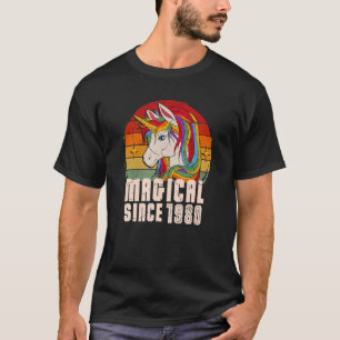 Magisch Seit 1980 Vintages Einhorn Geburtstag T-Shirt