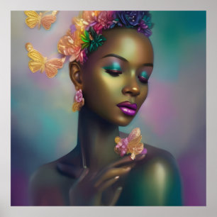 Magische afrikanische Regenbogen-Schmetterlings-Fr Poster