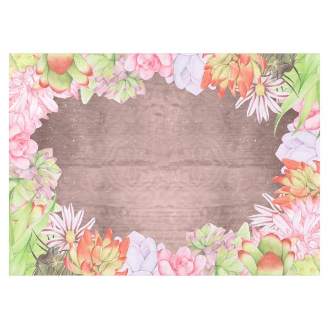 Magische Aquarellsukkulturen braun Tischdecke (Vorderseite (Horizontal))