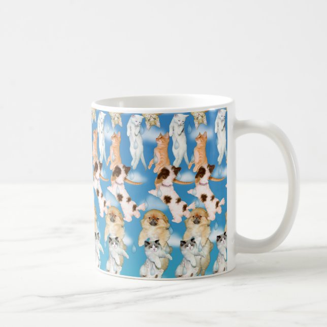 Magische Augen- ® 3D "es regnet Katzen-und Hunde" Kaffeetasse (Rechts)