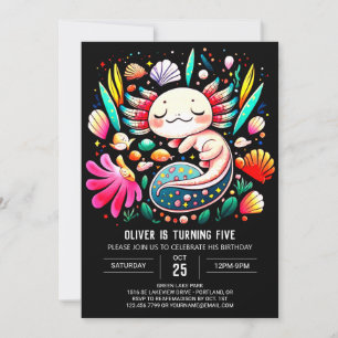Magische Axolotl Kinder zum Geburtstag Einladung