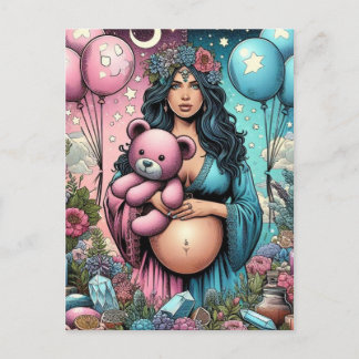Magische Babydusche | Geschlechtsankündigung Postkarte