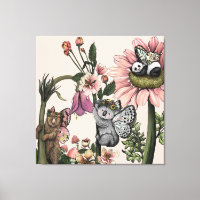 Magische Bärenfairies Botanische Mauer Kunstdrucke